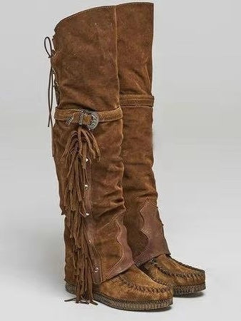 Women's rivet flat high boots