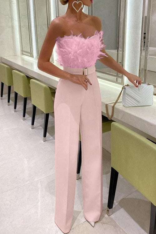 Feather Sexy Off Shoulder Jumpsuit