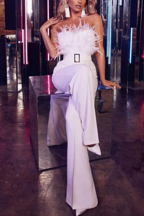Feather Sexy Off Shoulder Jumpsuit