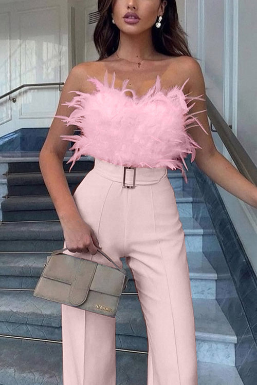 Feather Sexy Off Shoulder Jumpsuit