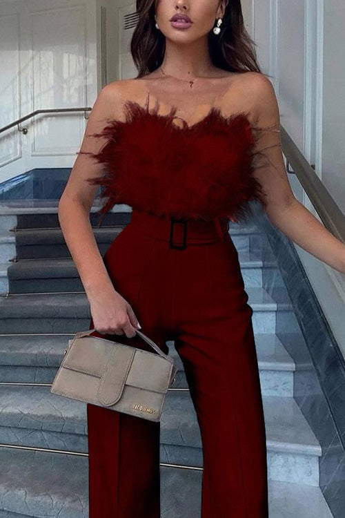 Feather Sexy Off Shoulder Jumpsuit