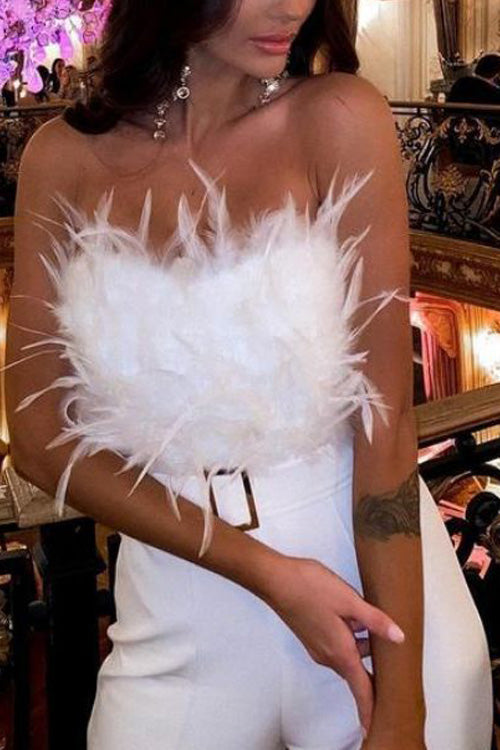 Feather Sexy Off Shoulder Jumpsuit