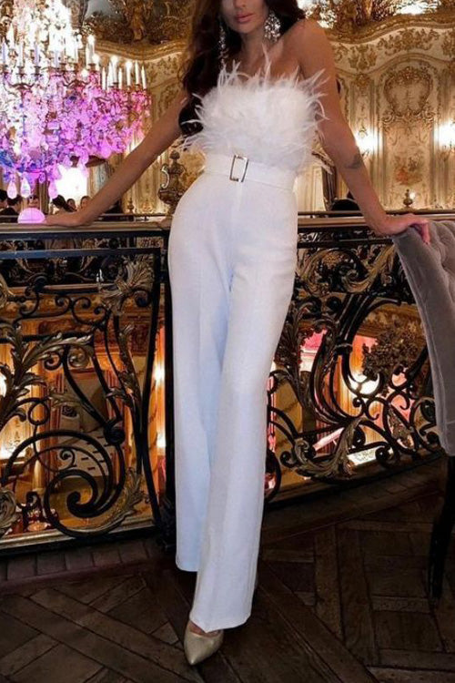 Feather Sexy Off Shoulder Jumpsuit