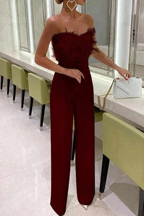 Feather Sexy Off Shoulder Jumpsuit
