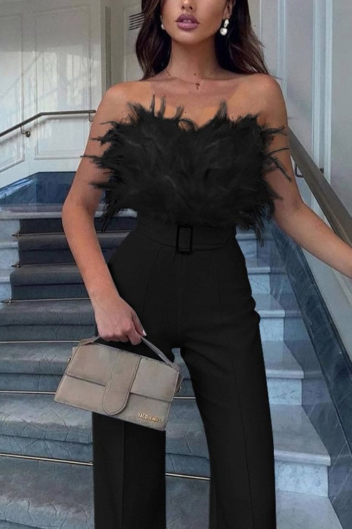 Feather Sexy Off Shoulder Jumpsuit