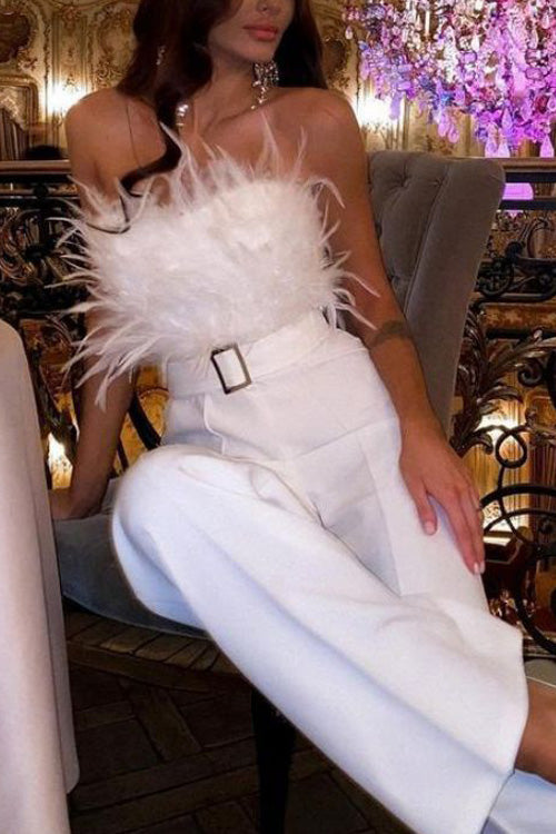 Feather Sexy Off Shoulder Jumpsuit