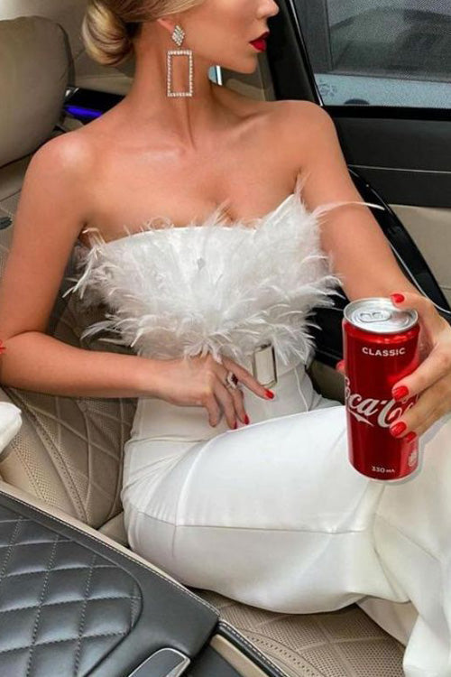 Feather Sexy Off Shoulder Jumpsuit