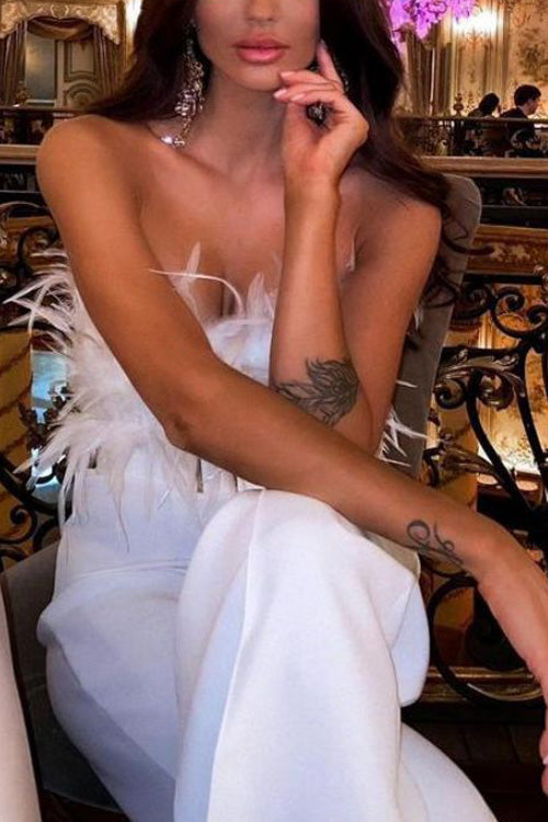 Feather Sexy Off Shoulder Jumpsuit