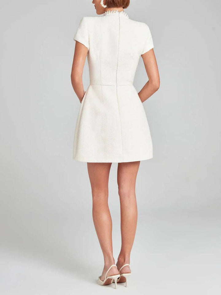 Exquisite And Playful Pearl Trim Pocket Dress