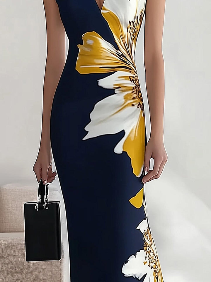 Elegant Printed Workplace Party Festival Dress
