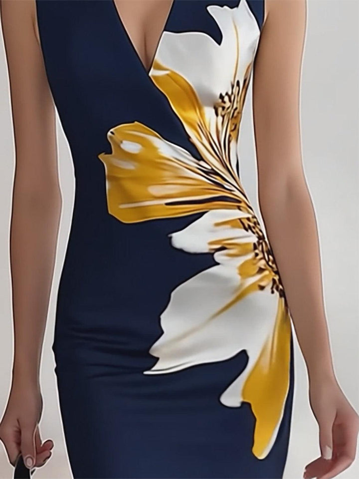 Elegant Printed Workplace Party Festival Dress