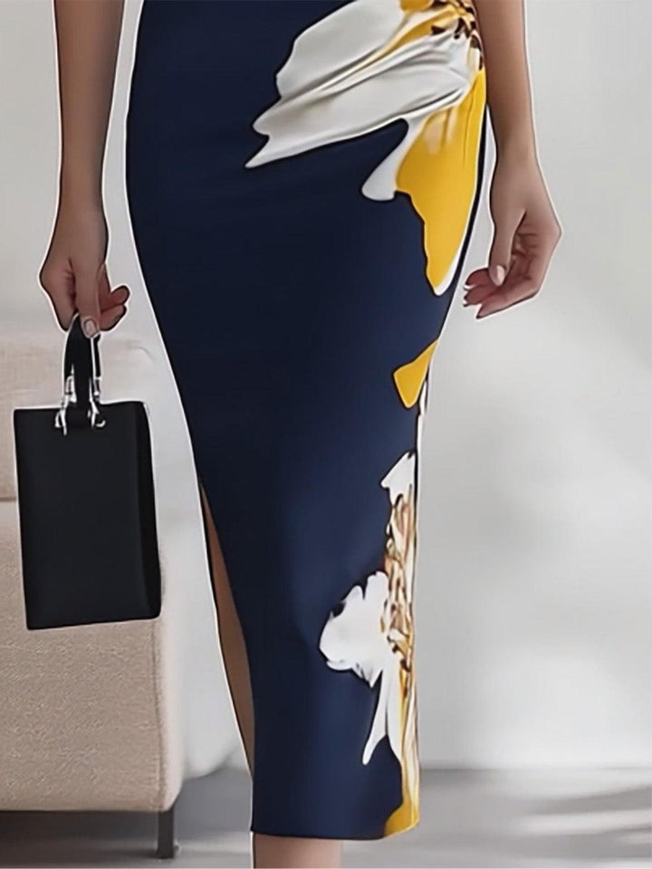 Elegant Printed Workplace Party Festival Dress