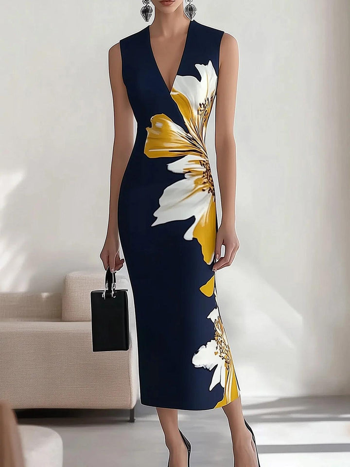 Elegant Printed Workplace Party Festival Dress