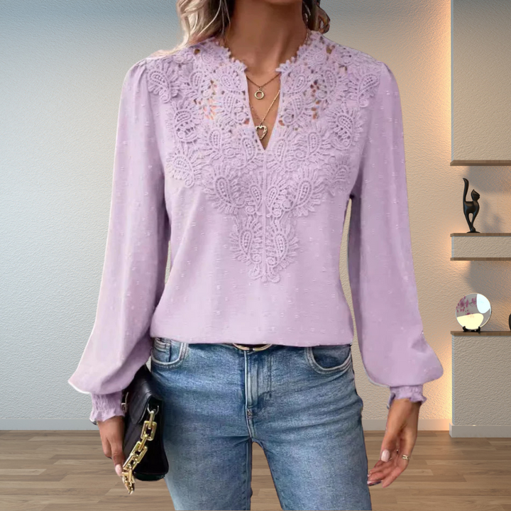 Elegant Lace Detail Knit Blouse