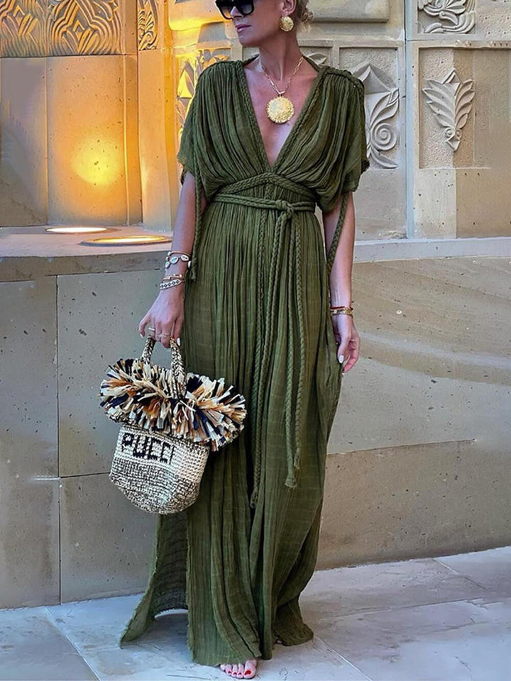 Kimono Draped Braids Cover Up Slit Dress