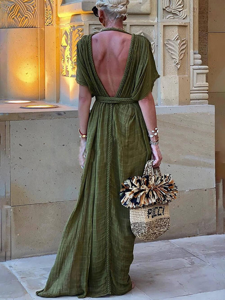Kimono Draped Braids Cover Up Slit Dress
