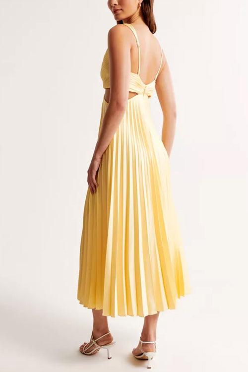 V Neck Cut Out Waist Sleeveless Dress
