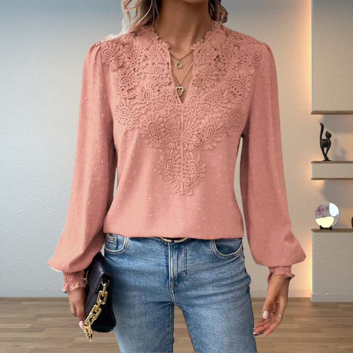Elegant Lace Detail Knit Blouse