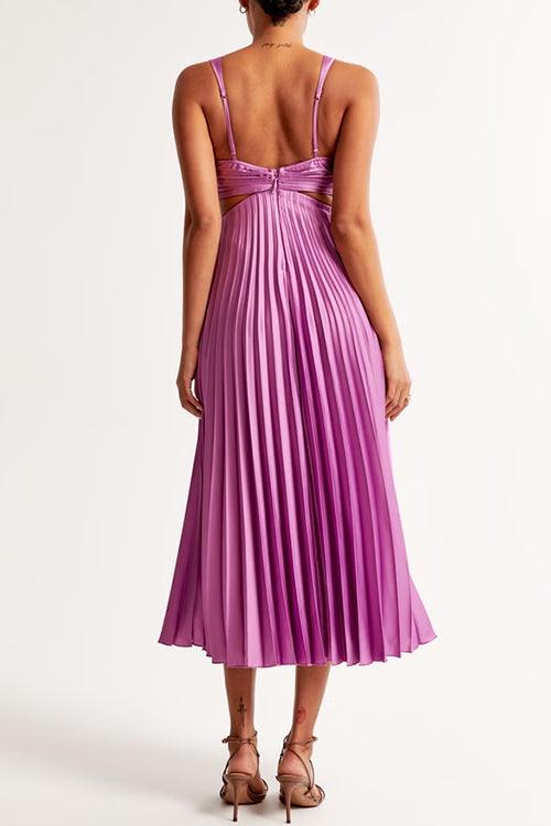 V Neck Cut Out Waist Sleeveless Dress