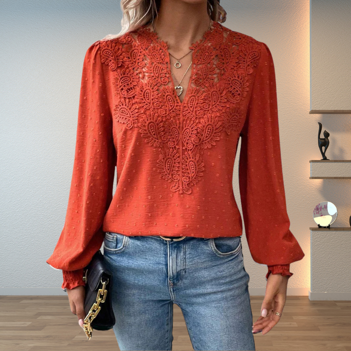 Elegant Lace Detail Knit Blouse
