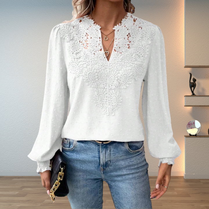 Elegant Lace Detail Knit Blouse