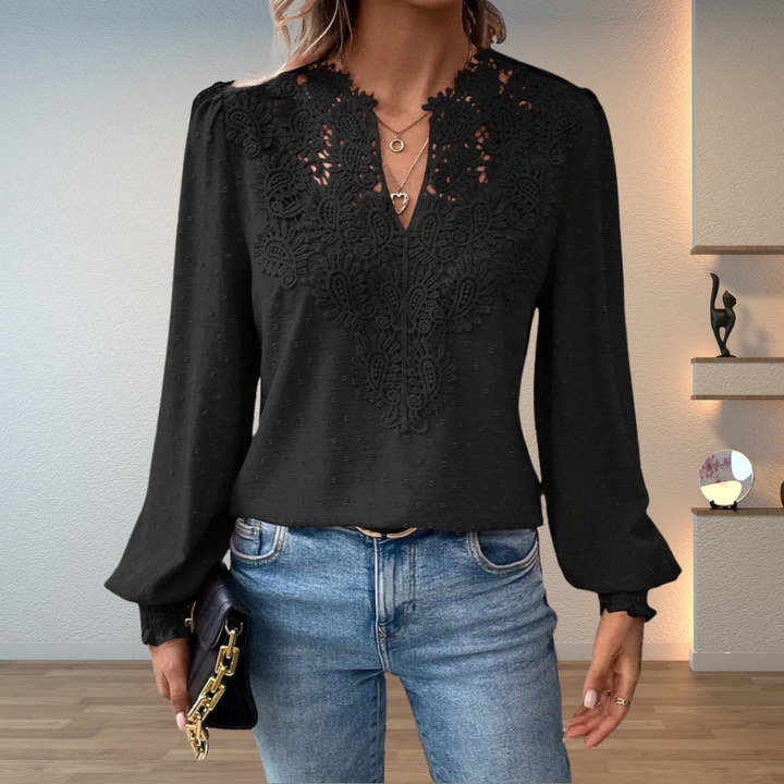 Elegant Lace Detail Knit Blouse