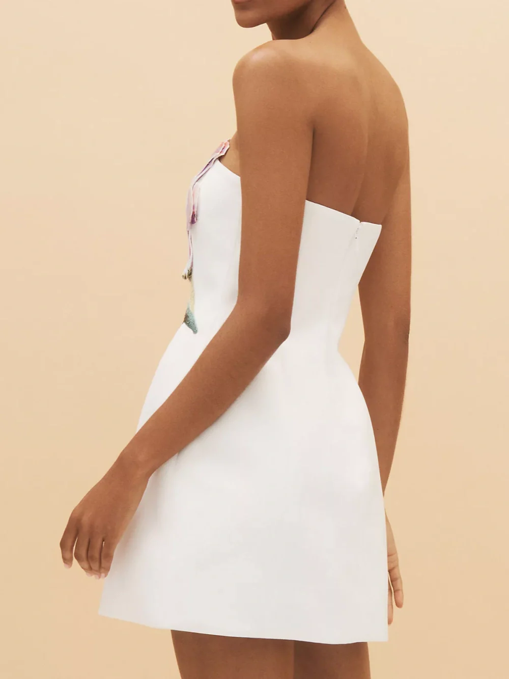 Floral embroidered tube top dress