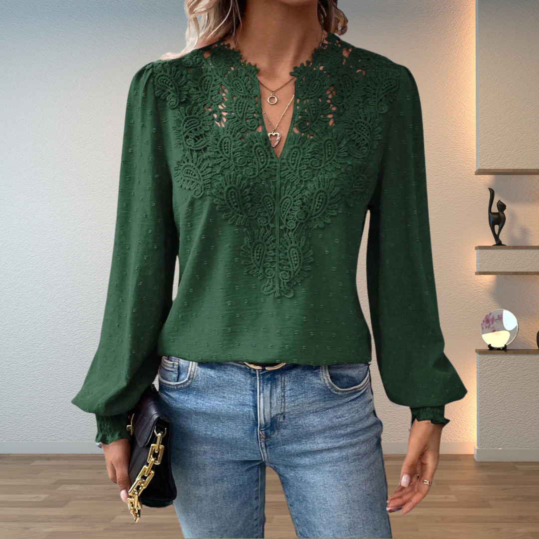 Elegant Lace Detail Knit Blouse