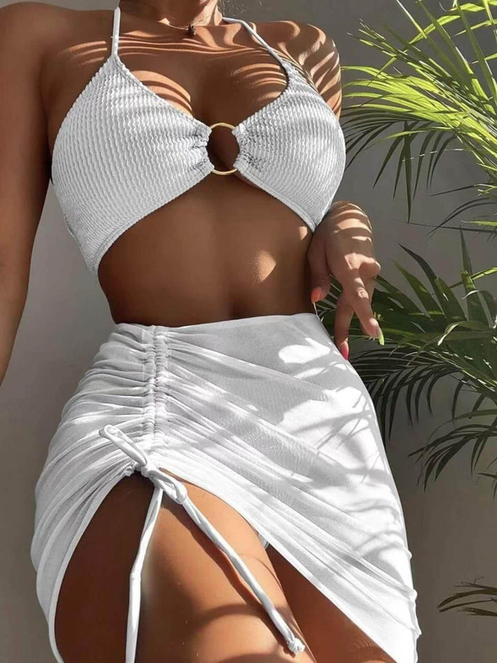 Solid Color Sexy Halterneck Bikini