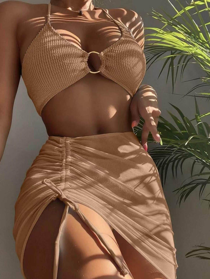 Solid Color Sexy Halterneck Bikini